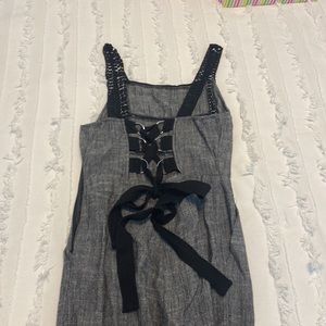 Jumper pant with Black lace trim and cute tie on the back